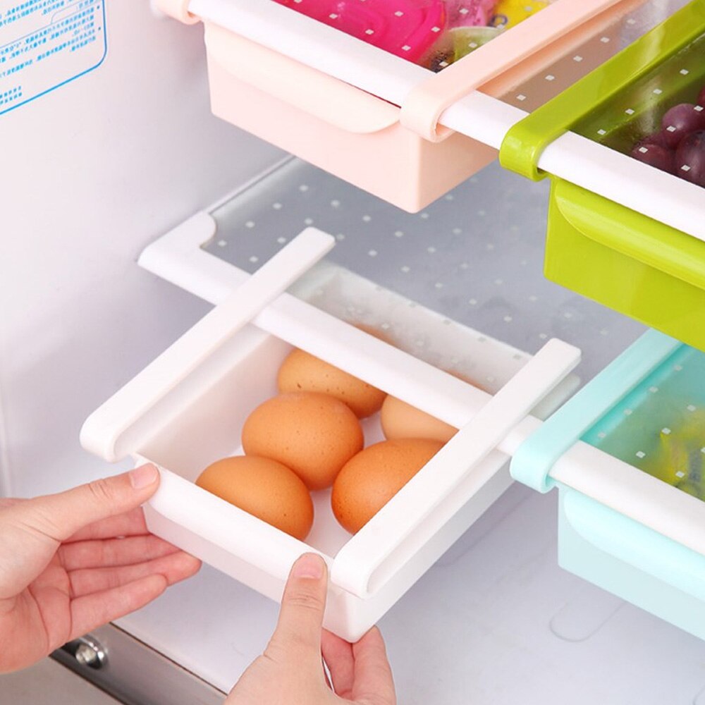 Slide Kitchen Fridge Freezer Space Saver Organizer Storage Rack Shelf Holder