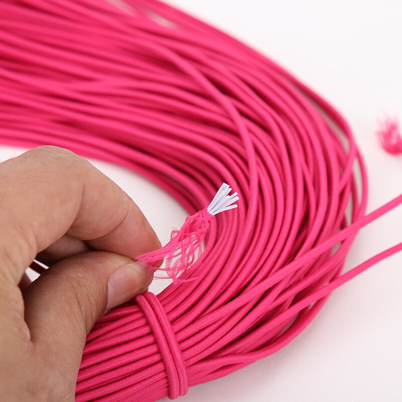 2 Meter Rund Elastisk Snor - 3mm Tykkelse - Latex Elastisk Tråd for DIY Klær: Rosa