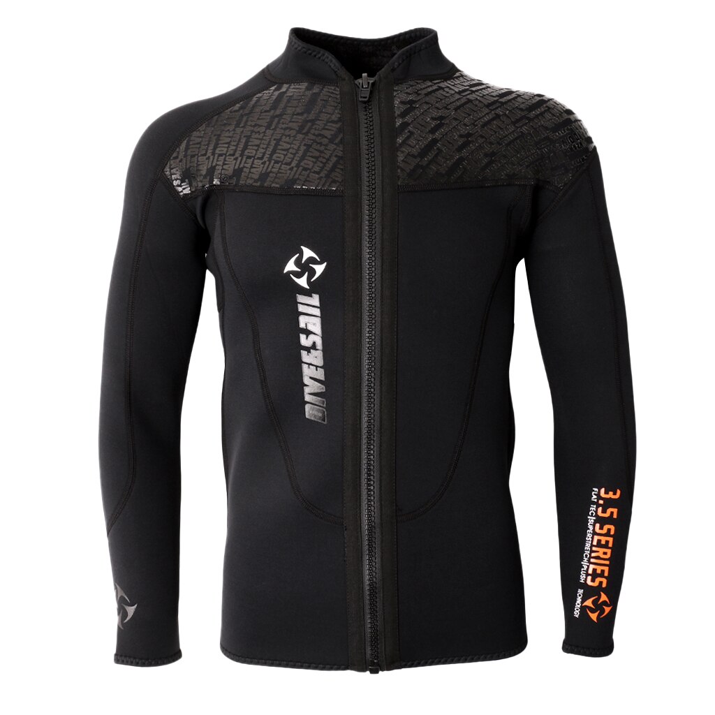 3Mm Zwart Neopreen Lange Mouwen Wetsuit Voor Mannen Rits Jas Top Surf Duiken Zwemmen Snorkelen Water Sport Accessoires