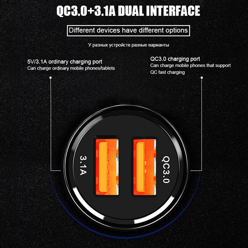 Quick Charge 3.0 USB Car Charger For Samsung S10 iPhone X Xs Huawei Xiaomi Fast Charging Mobile Phone Car Phone Charger