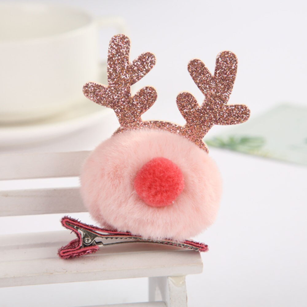 Kerst Clip Kerst Leuke Pompom Elanden Herten Lovertjes Geweien Cartoon Party Haar Accessoire Clip