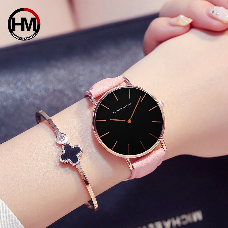 HANNAH MARTIN De Simple Japon Mouvement À Quartz Montre Bracelet En Cuir Nylon Horloge Femmes Analogique Montre-Bracelet Étanche
