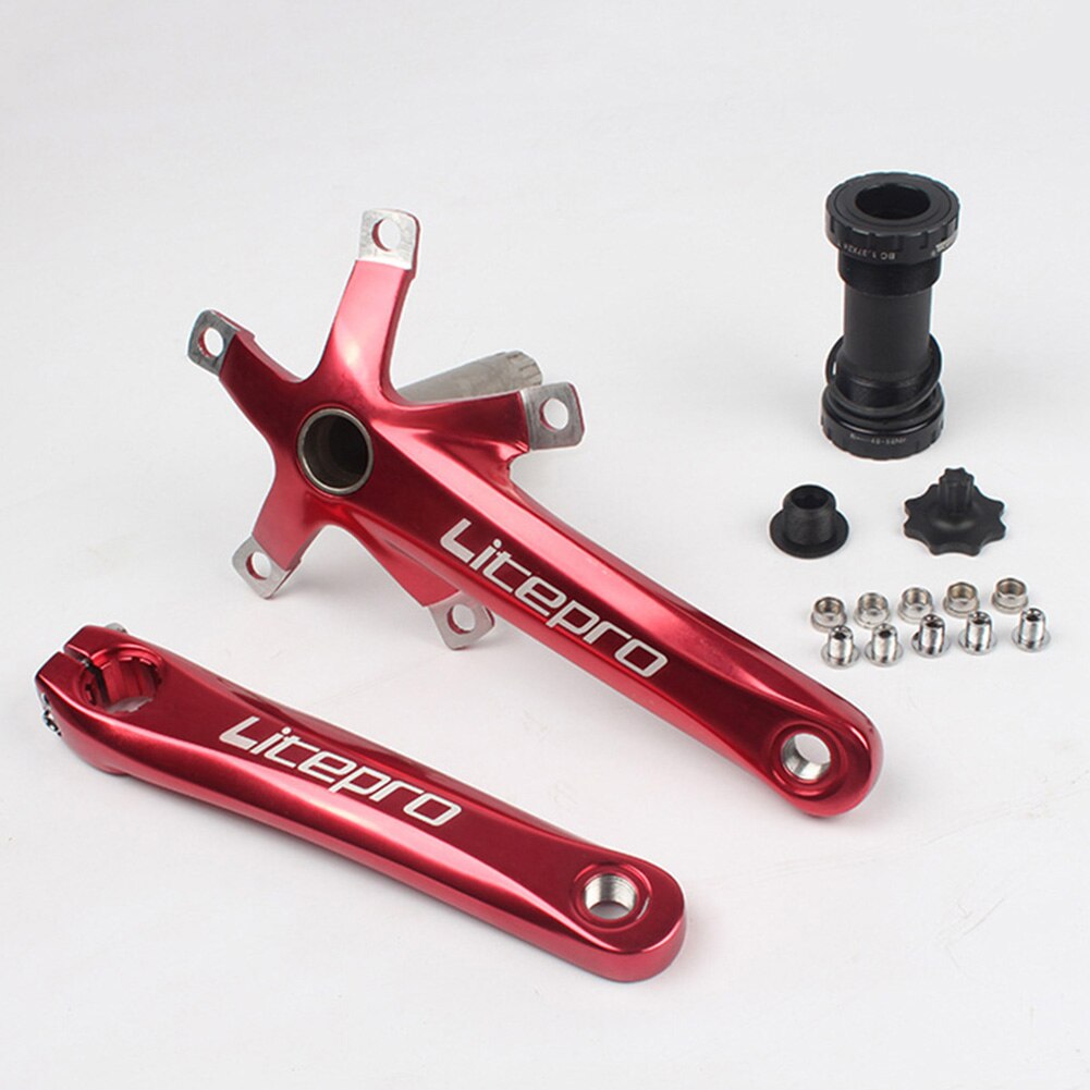 Lp Aluminium Vouwfiets Hollow Een Crank Arm Set 170Mm Bcd 130Mm Met Trapas Kit Voor Mtb bmx Road Fiets Onderdelen: Rood