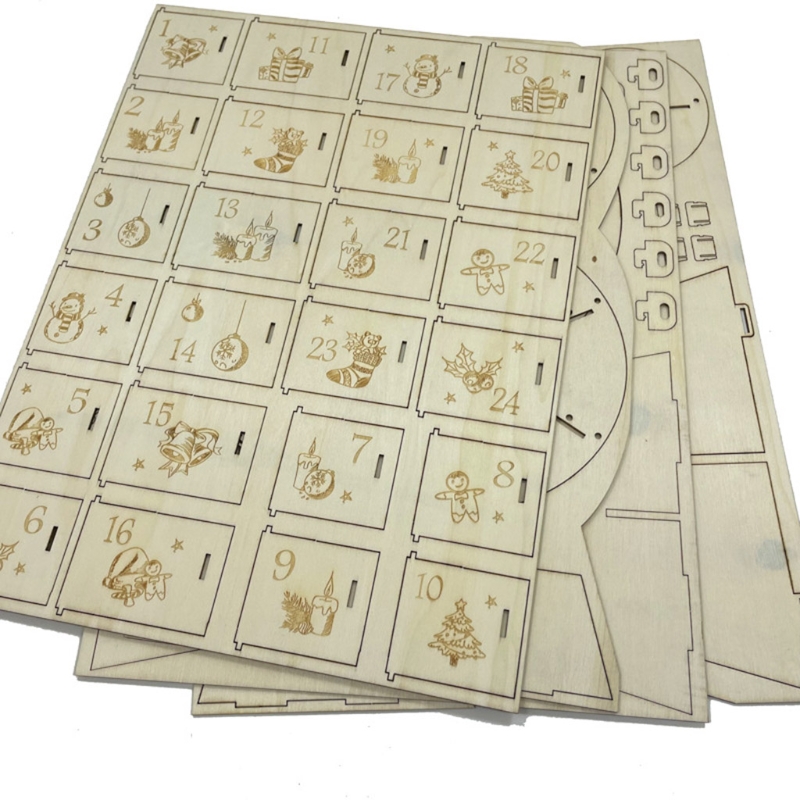 Christmas Vintage Wooden Countdown Number Calendar Storage Box Christmas Presents Countdown Novelty DIY Presents Tags