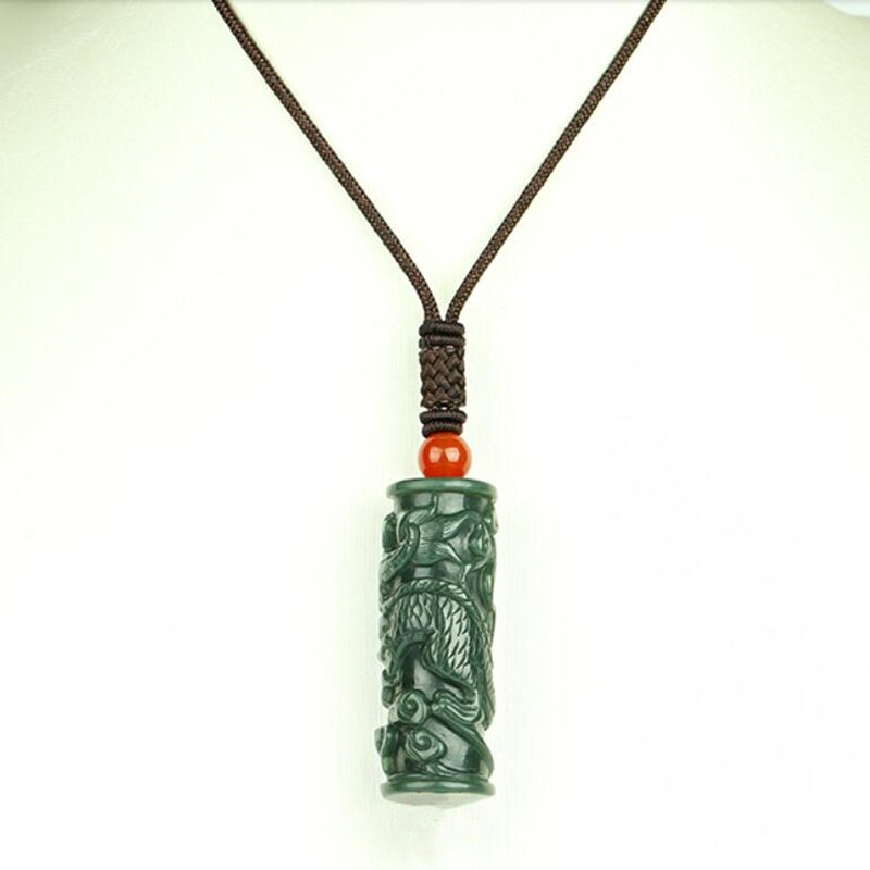 Natural Hetian Jade Dragon pillar Jade Pendant Jewelry Lucky Exorcise evil spirits Auspiciou Amulet Fine Jewelry Jade Pendant