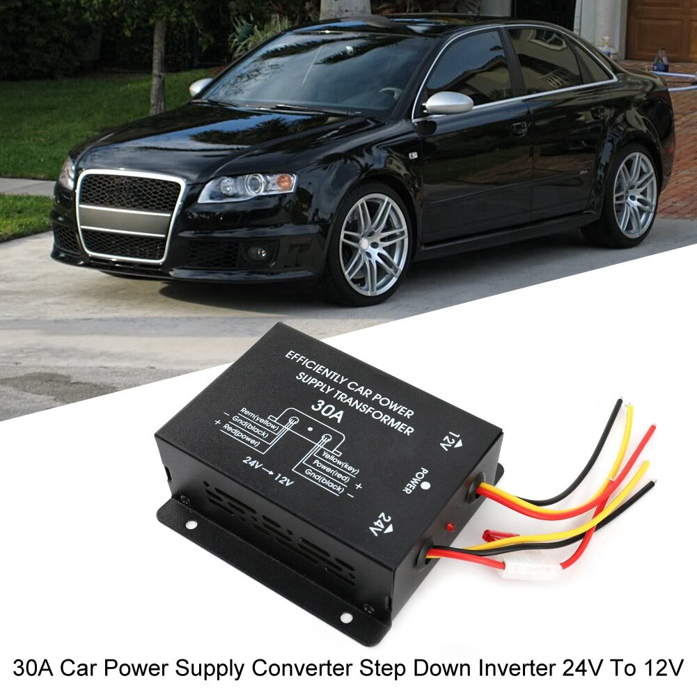 Auton virtalähteen alennusmuuntaja 24v to 12v superkondensaattori 30a lähtö 240w alumiinikotelon invertteri