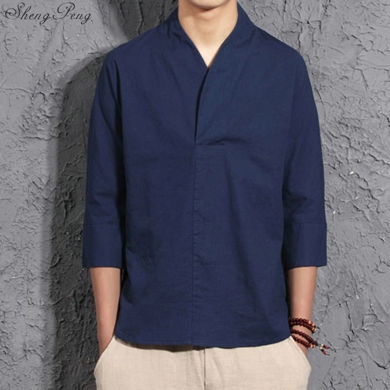 traditionellen chinesischen bluse hemd kleidung für männer oben orientalisch Mandarin kragen hemd leinen männlichen Kimono Outfit kleidung G197
