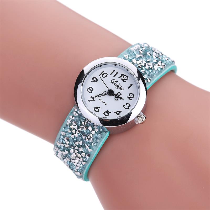 Minhin merk horloges dames casual jurk kristal leren wikkel armband horloge dames klassieke quartz polshorloges