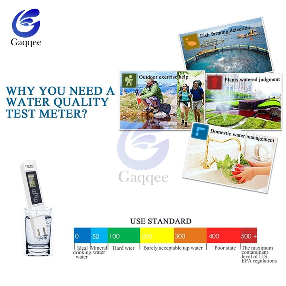 Tds ec meter temperatur tester pen 3 in1 funktion ledningsevne vand måleværktøj tds & ec tester 0-9990 ppm 15%