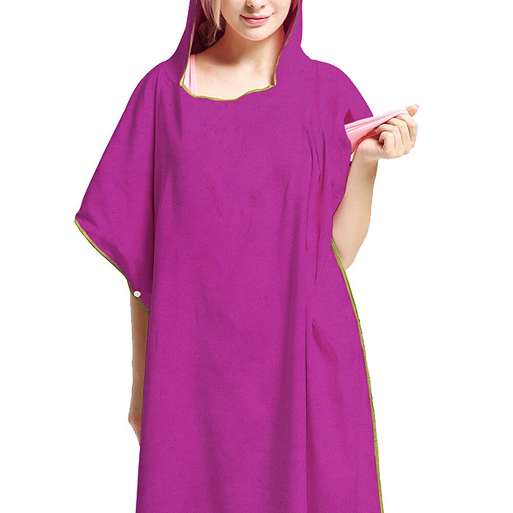 Toallas de playa para adultos, exteriores, secado rápido, con capucha, cambiador, capa con protección solar, Toalla de baño, Poncho, microfibra, Surf, traje de baño, capa: purple