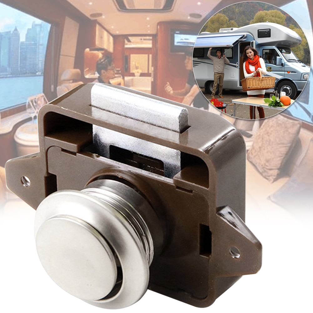 Door Cabinet Drawer Handle Motorhome Lock Caravan Knob Latch Zinc Alloy Push Button Home Cupboard Hardware