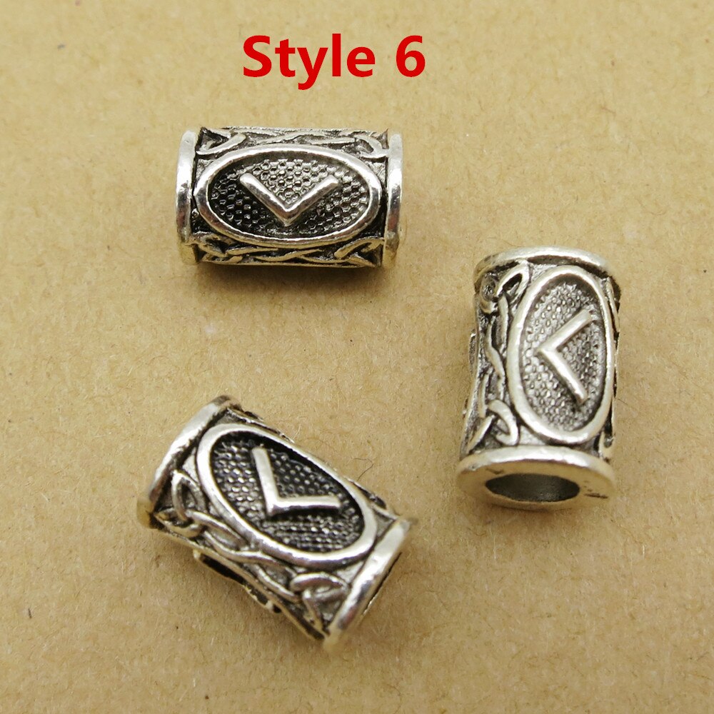 5 stücke/24 stücke Wikinger Rune Haar flechten Furcht Dreadlock Bart Perlen ringe Rohre Für männer frauen Haar Zubehör: 5Stck Stil 6