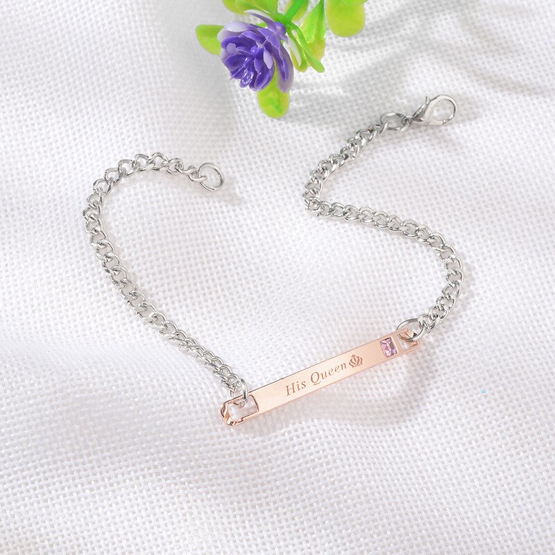 Liebhaber Paare Armbänder Seine Königin Ihr König Liebe Armreif Kristall Krone Charme Männer Frauen Schmuck Armband Femme Charme
