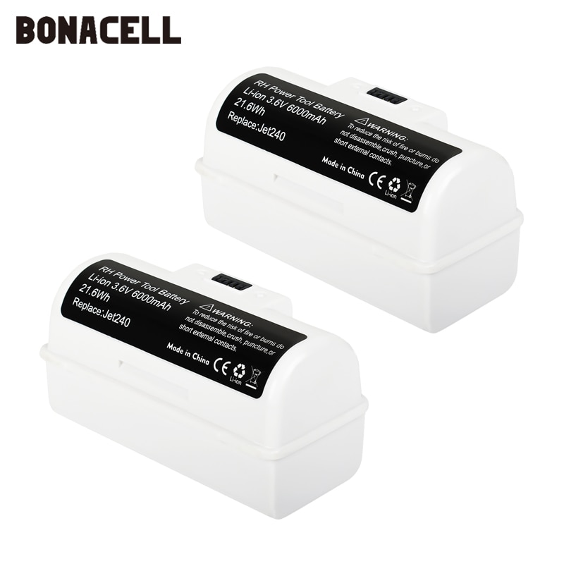 Bonacell 3.6v 6000 mah jet 240 jet 240 batteri til irobot braava jet 240 241 244 batteri 4446040 gulvmopperobotter  bc674 l20
