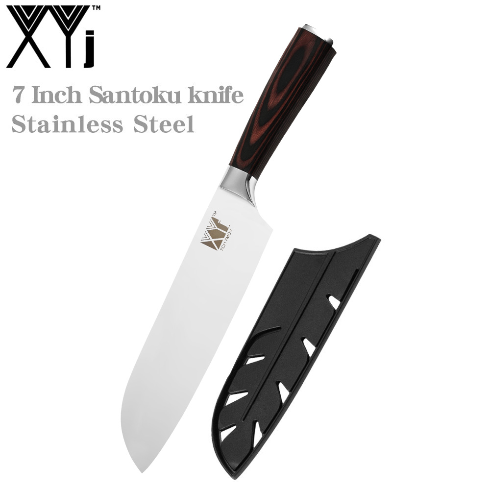 XYj 7 inch Damascus Pattern Santoku Knife Stainless Steel 7cr17 Sharp Blade Chef Knives Germany Style Kitchen Accessory Tools: NO.14