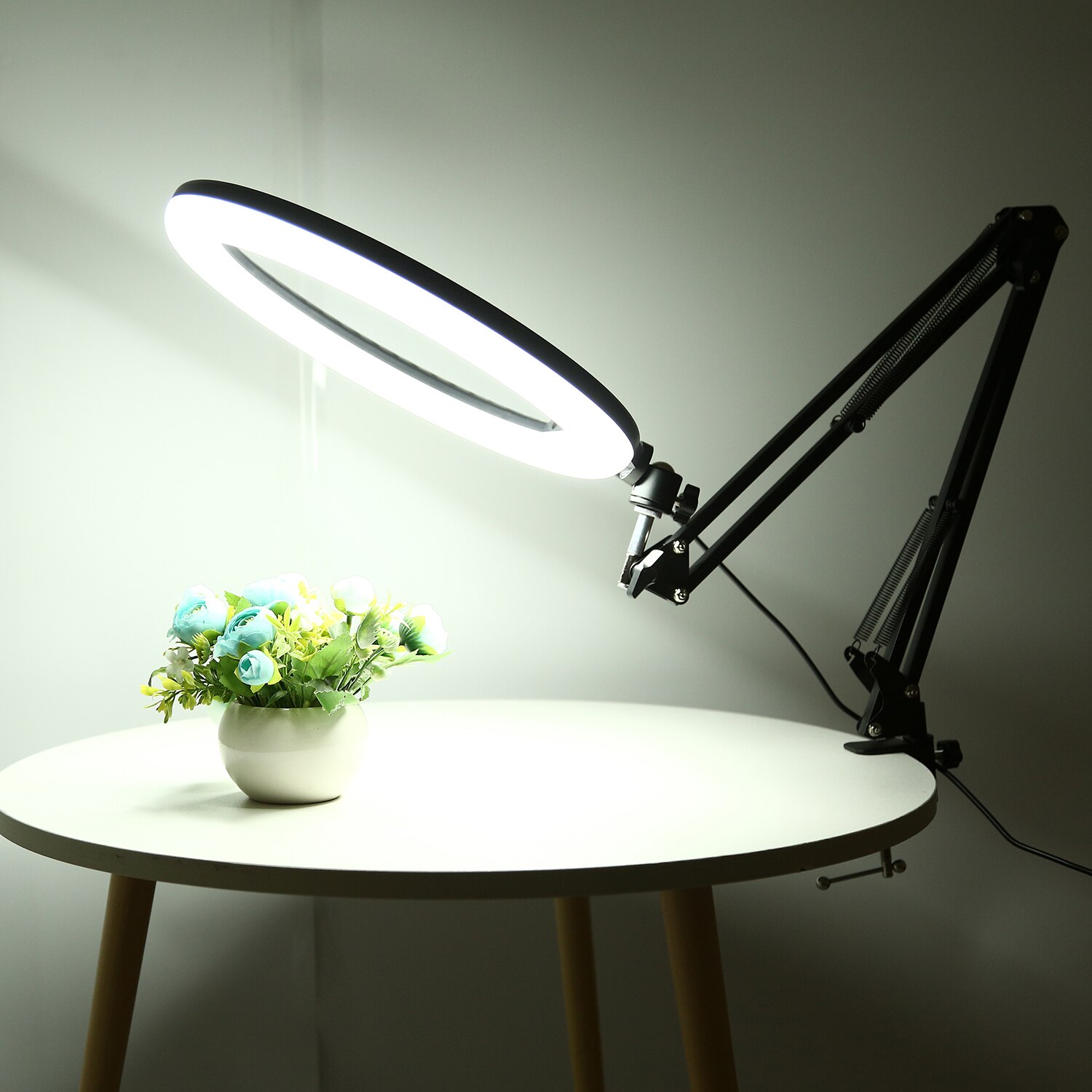 Kameratelefon stativ bordstativ sæt overhead shot fotografering justerbar arm stander til telefon kamera ring lys lampe