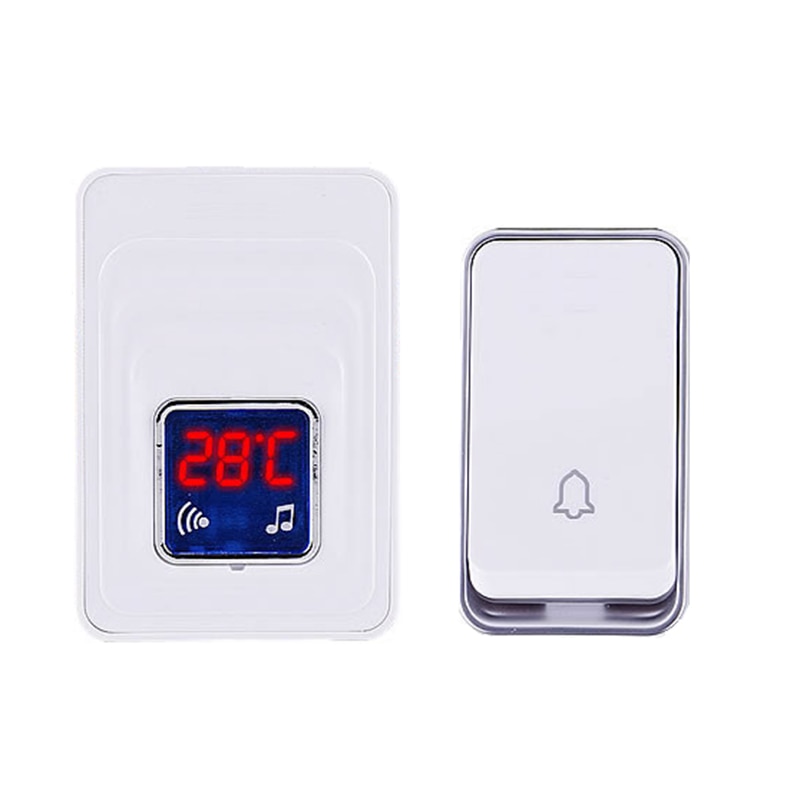Sonnette de porte avec thermomètre sans fil, kit de sonnette de porte pour extérieur et intérieur, étanche, sans piles, affichage de la jauge de température enfichable