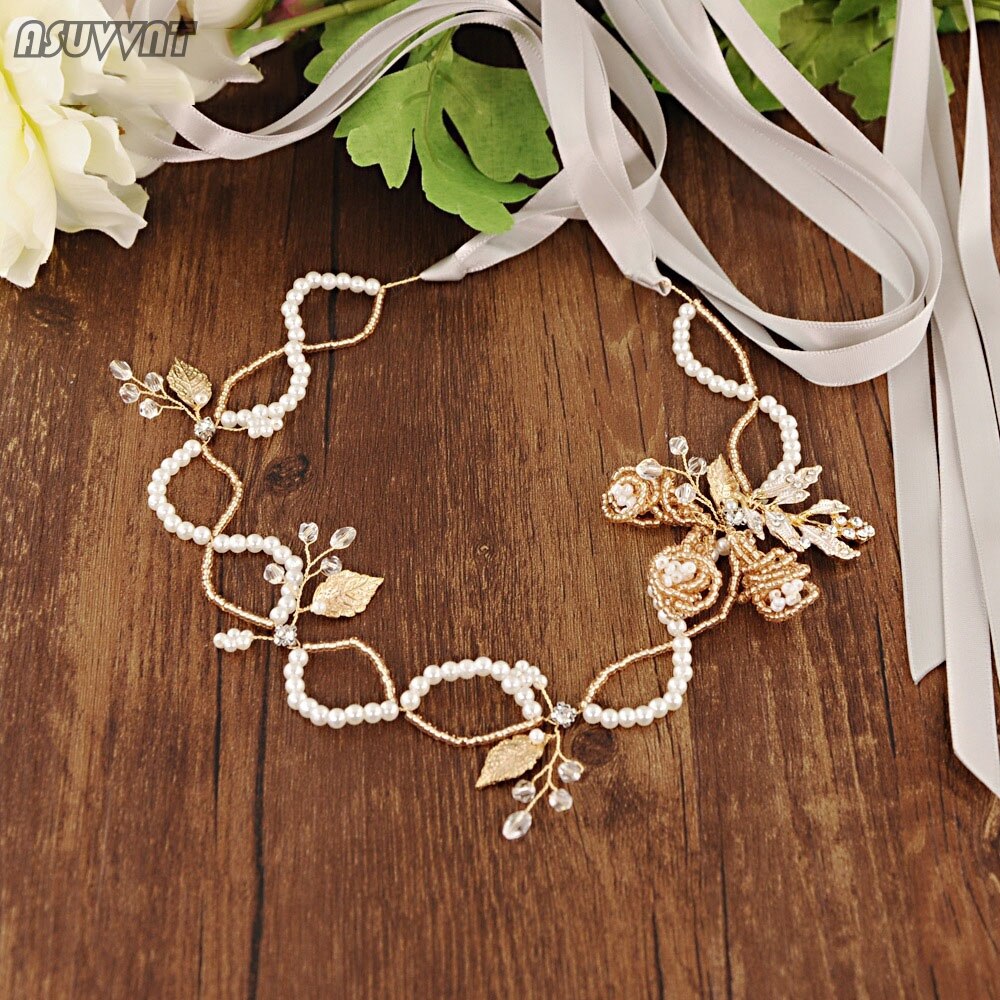 Mode Bruids Riemen Parels Kralen Golden Leaf Riem Bloemen Wedding Sash Riem Voor De Bruid Bruiloft Accessoires Vrouwen Dress Up