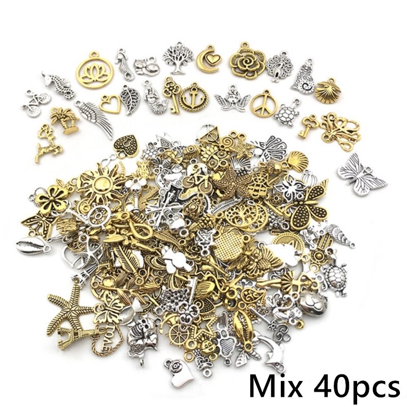 Vintage Mixed 20/40pcs Metal Animal Birds Charms Beads Handmade DIY Bracelet Pendant Neacklace Clips Jewelry Making Findings: HK41 40pcs