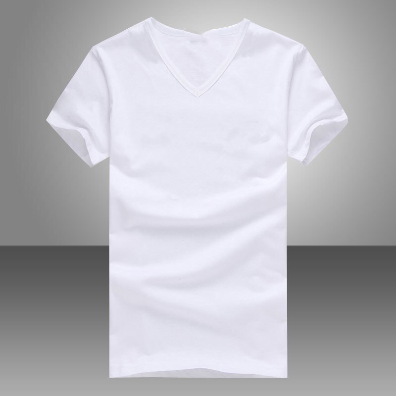 Herre sort hvid farve toppe tees sommer afslappet v-hals kortærmet t-shirt mænd trends fitness tshirt 2x: Hvid / M