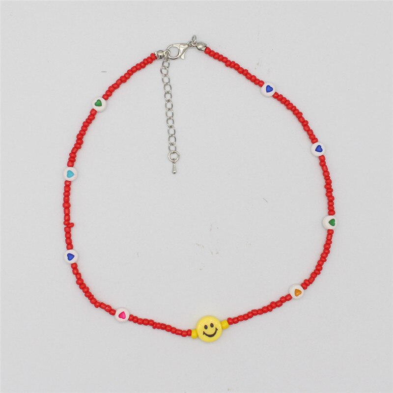 Bohemia Handmade Rainbow Beads Personality Random Color Heart Choker Necklace Women&#39;s Smiley Clavicle Collares Jewelry: 8