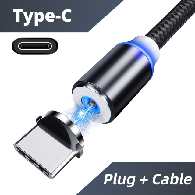Charger Micro USB Magnet Cable For Iphone Magnetic Charging Cable Type C Magnetic Cable For Samsung Xiaomi Mobile Phone: black for type c / 1m