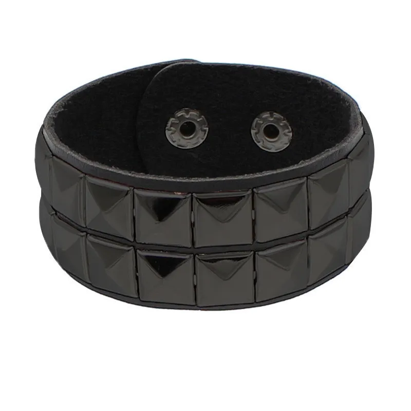 cuadrado redondo de cuero PU gótico esqueleto cráneo Punk remache estrella pulsera cadenas Retro brazalete pulsera joyería de navidad