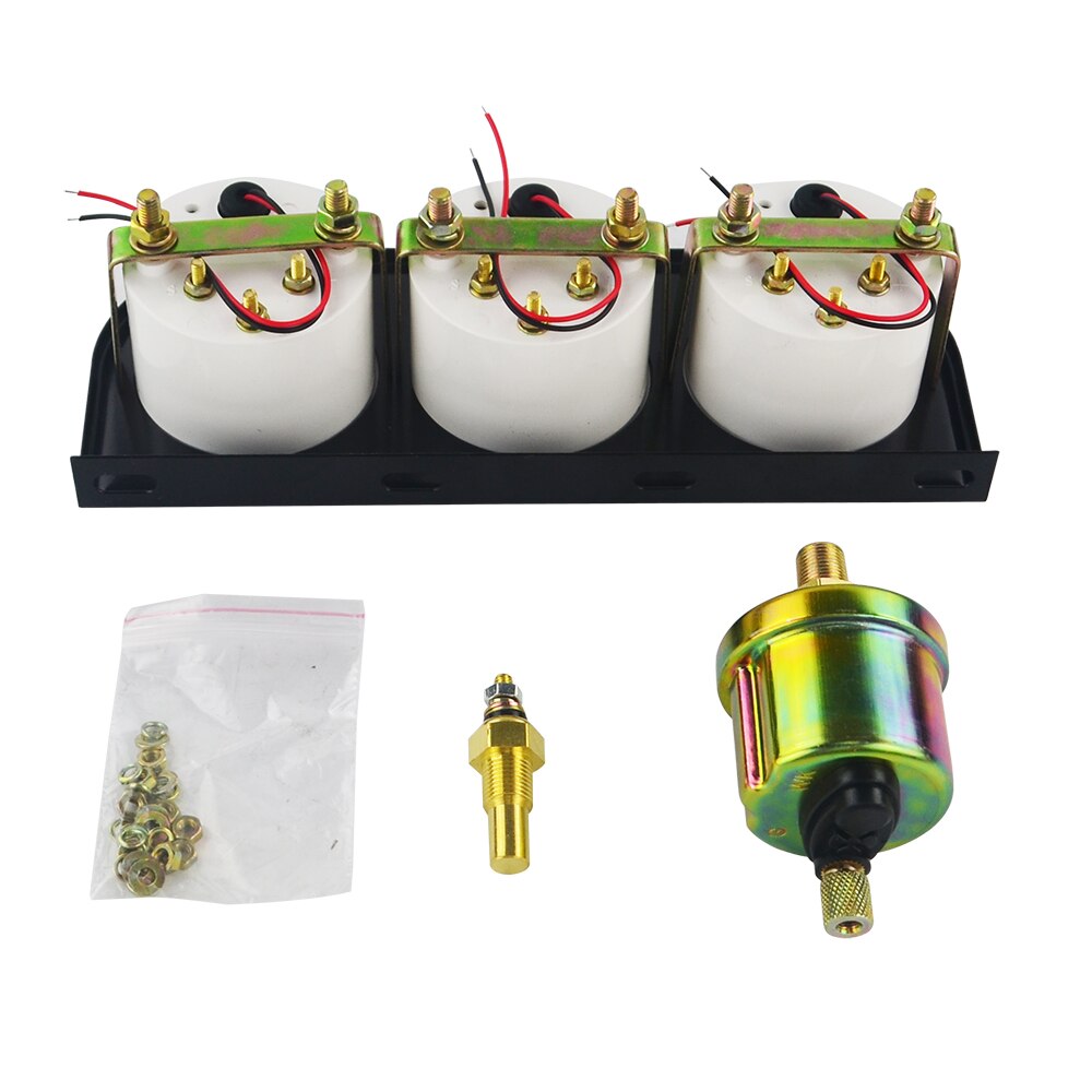 Kit de tres relojes medidores para auto, accesorio indicador de temperatura de aceite, temperatura de agua y presión de aceite, 52 mm, sensor 3 en 1