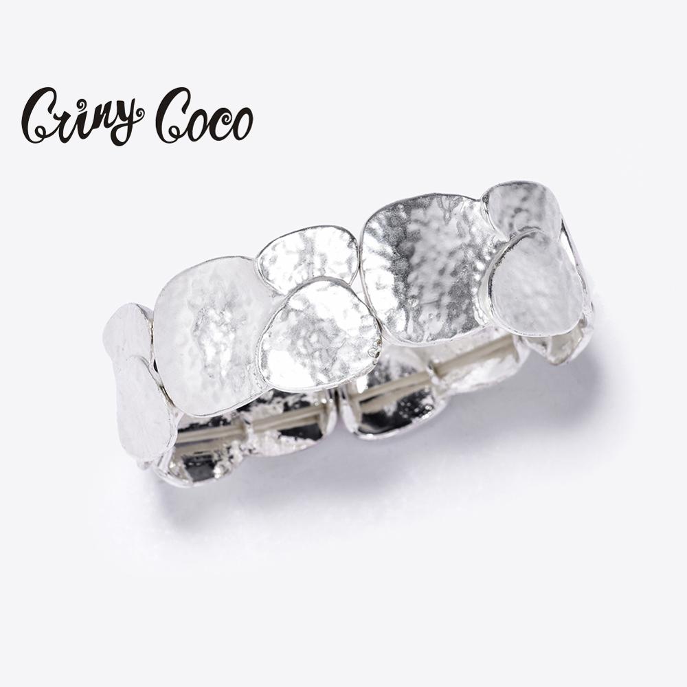 Cring Coco Fashin Argento Opaco di Colore Geometrica Brtacelet per Le Donne Holiday Beach Accessori Dei Monili Della Lega Femminile Bracciali Nuovo