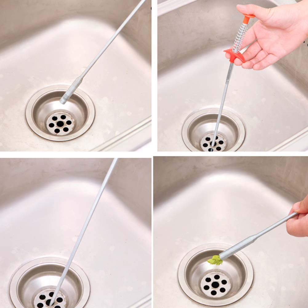 Spring Pipe Dredging Tools, Drain Snake, Drain Cleaner Sticks Clog Remover Cleaning Tools Household for Kitchen Sink