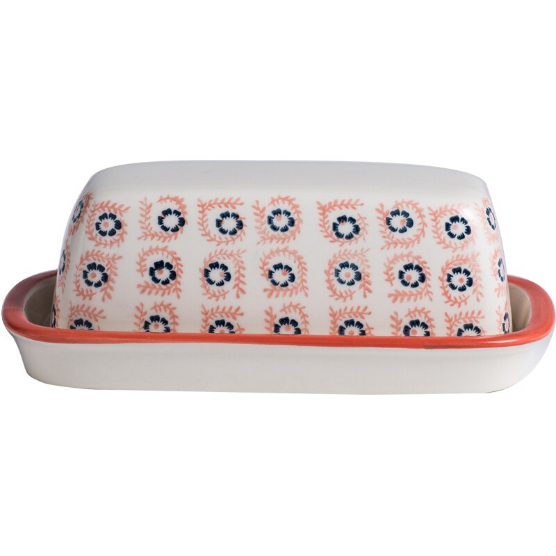 Retro idyllic 8 inch Ceramic Butter Dish Box Container,Candy/cake Box
