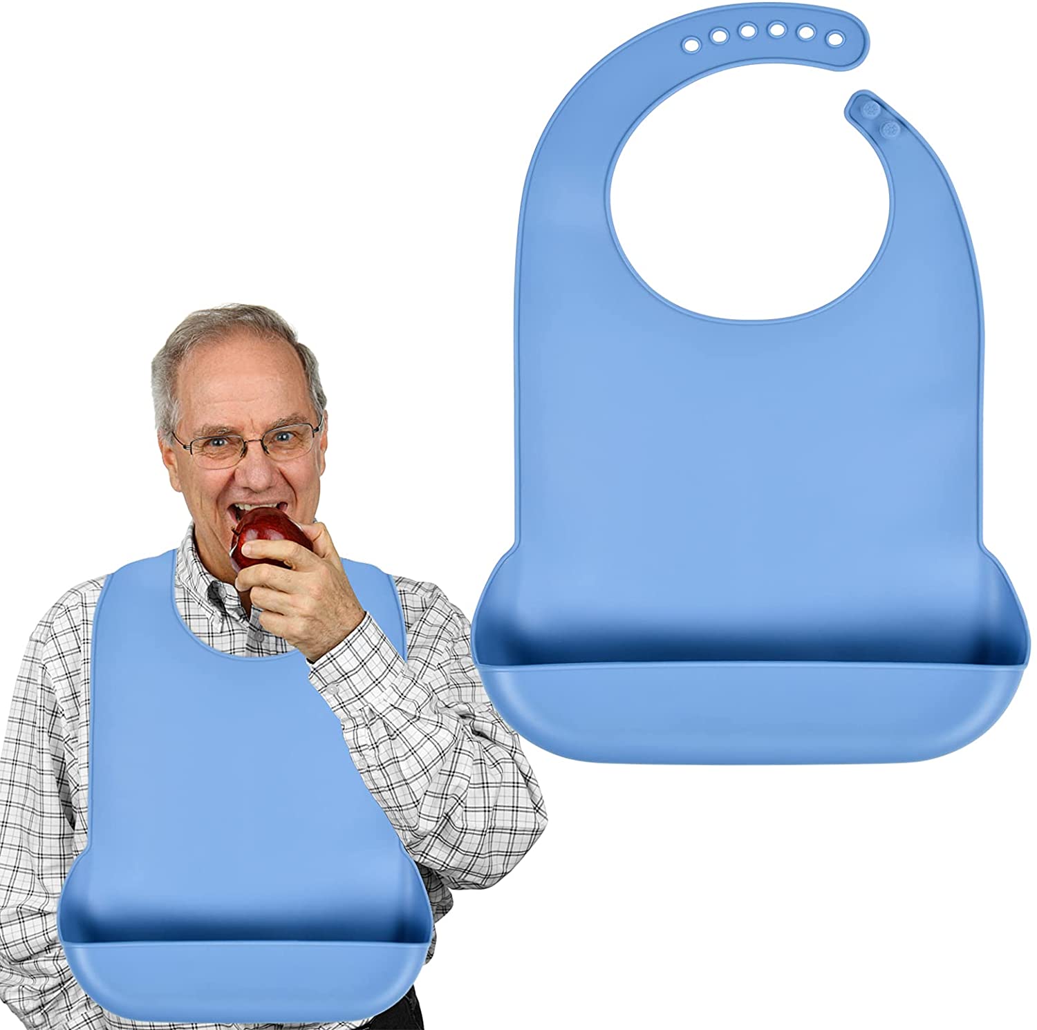 Dorsales para adultos de silicona Baberos comida colector de migajas ajustable dorsales para adultos para hombres y mujeres Baberos para comer lavable Baberos delantales Protector