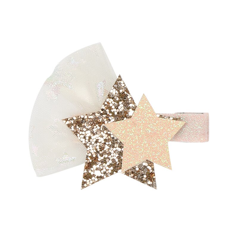 Kids Unicorn Hairpins Glitter Bow Star Hair Clips for Girls Children Headwear Barrettes Little Girl Hair Accessories: yellow star
