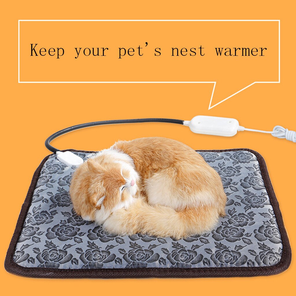 Pet Dog Cat Winter Warm Electric Heated Pad For Animals Pet Waterproof Plush Bed Mat Heater Carpet Puppy Heating Cushion #T2G