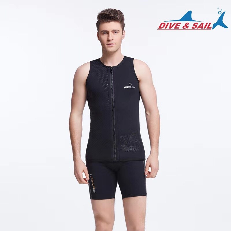 DIVE & SAIL Men's 3mm Neoprene Sleeveless Wetsuit Vest - Scuba Dive, Swim, Surf