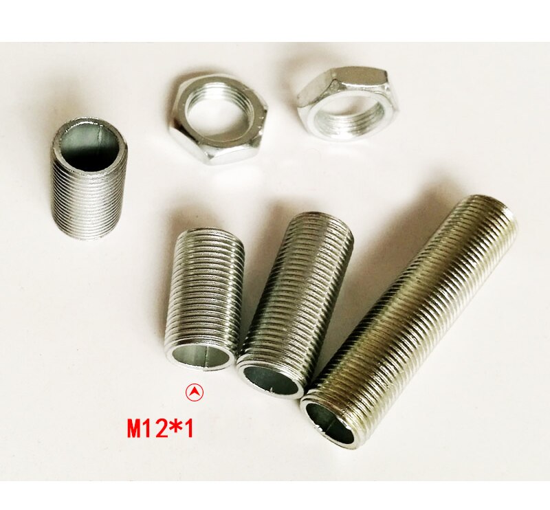 10 teile/los, M12 * 1,0mm pitch gewinde hohl rohr zahn rohr, Länge 2-12cm, gewindestange hohl rohr DIY Beleuchtung Zubehör