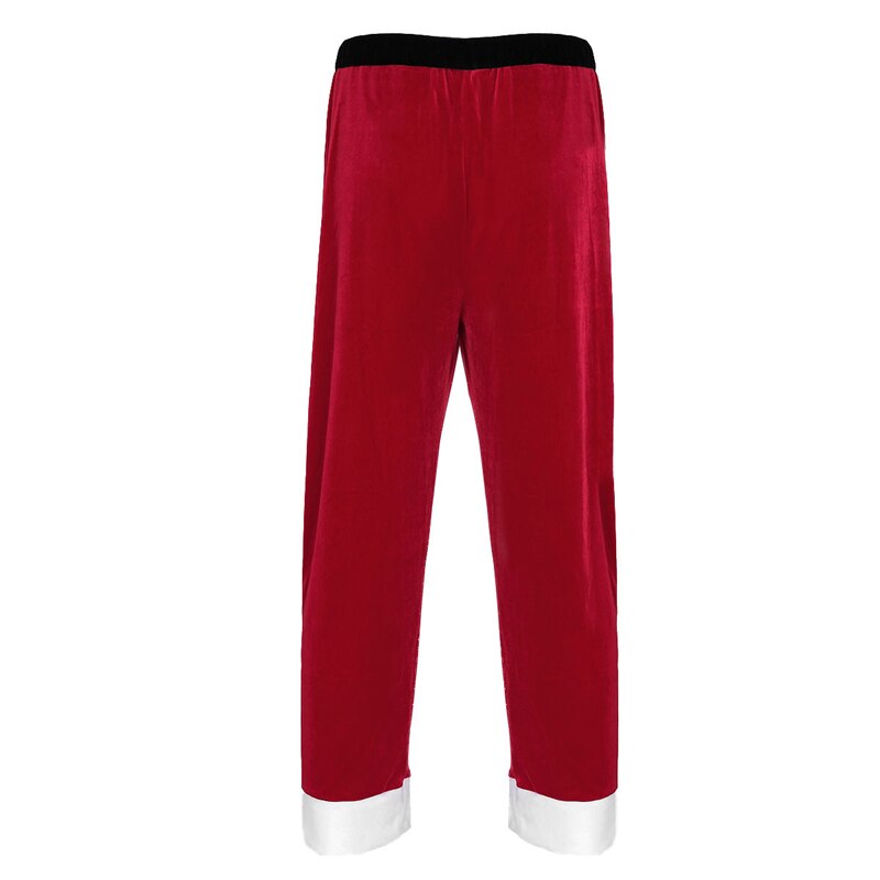 Rouge adulte hommes doux velours noël père noël pantalons longs Cosplay Costume pantalon ample