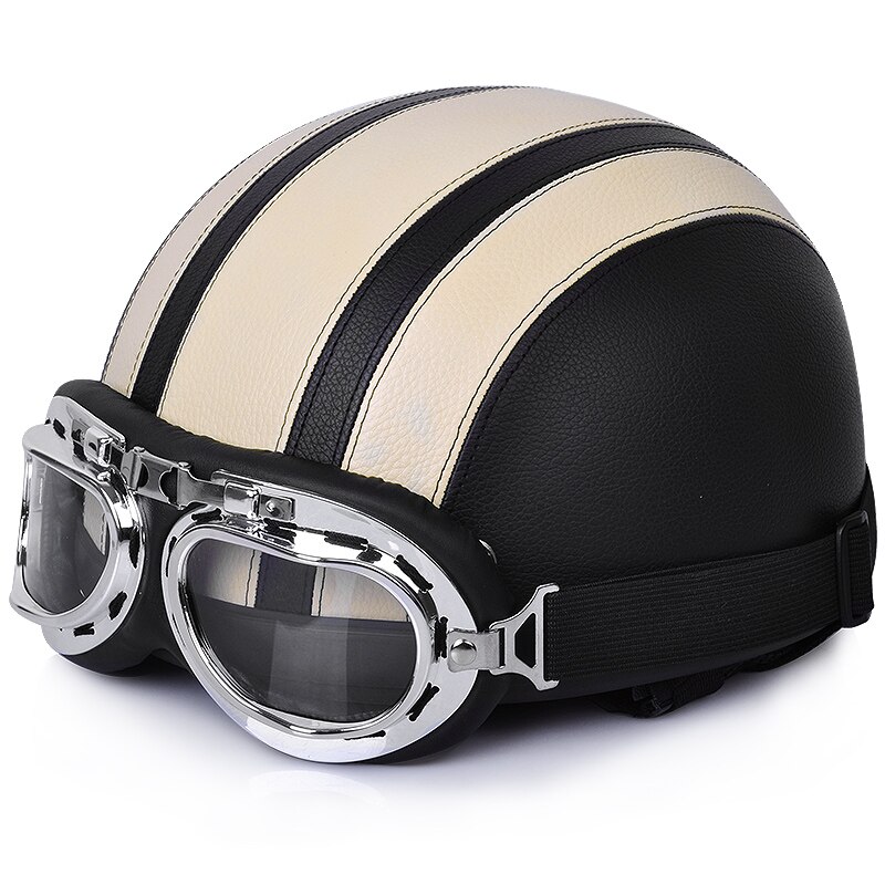 Moto Rcycle Lederen Helm Moto Rbike Riding Vintage Cruiser Touring Half Helmen Moto Fiets Scooter Biker Helm