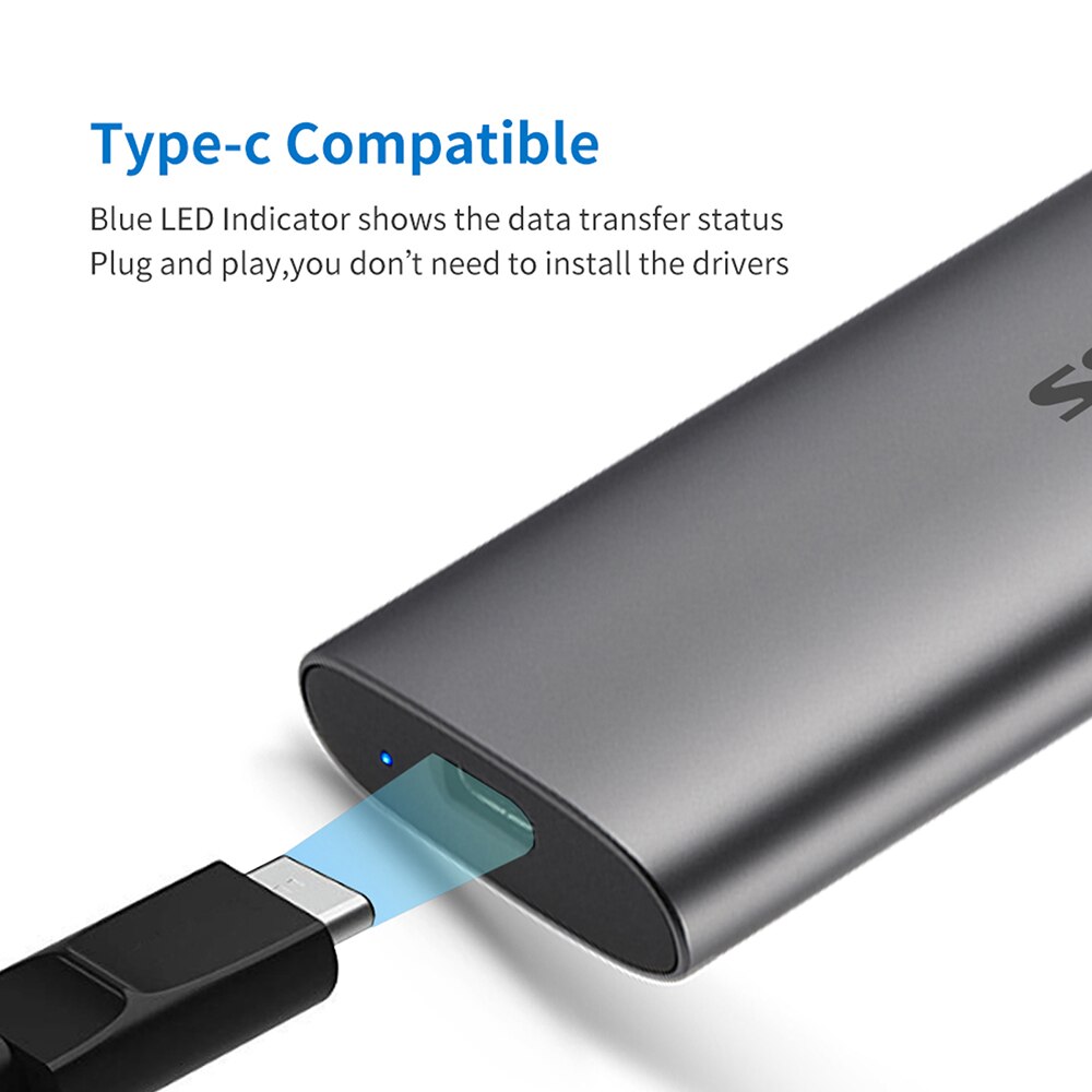 Ssk 128G Mini Draagbare Ssd, USB3.1 Gen2(6Gbps) externe Solid State Drive USB-C Met 550 Mb/s Data Transfer