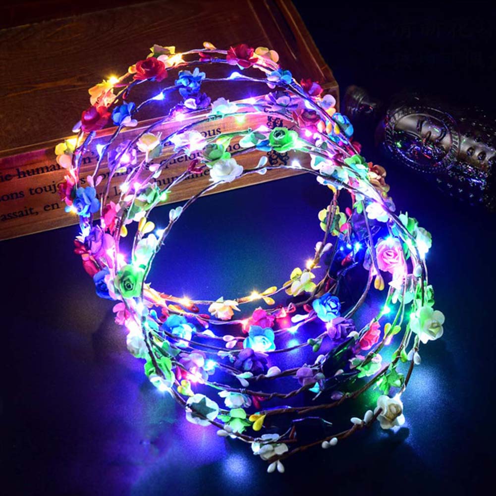 Partei Krone Blume Stirnband LED Licht hoch Haar Kranz Haarband Girlanden Frauen freundlicher Party Geburtstag glühend Kranz
