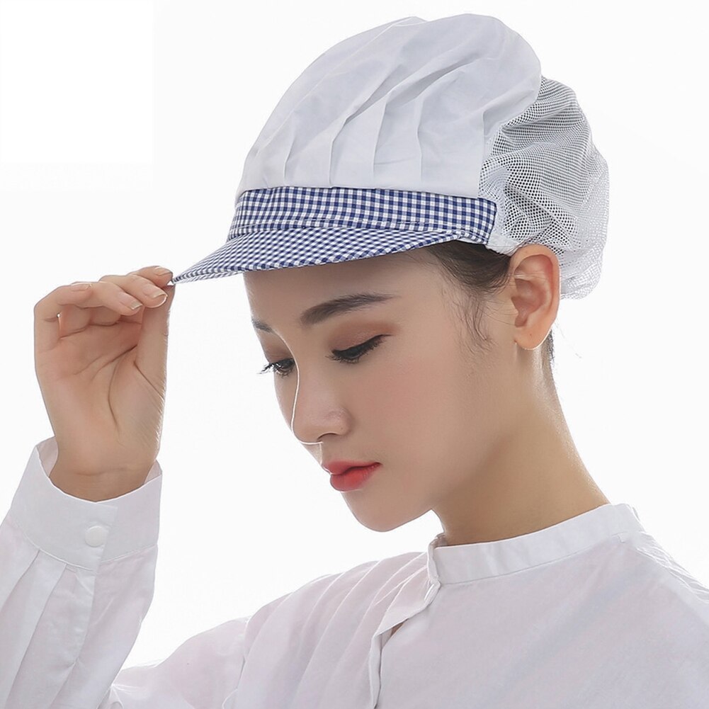 Bread Cafe Dustprooof Kitchen Restaurant Chef Hat Elastic Baker Work Wear Adjustable Factory Accessories Catering Workshop Cook: Blue And White