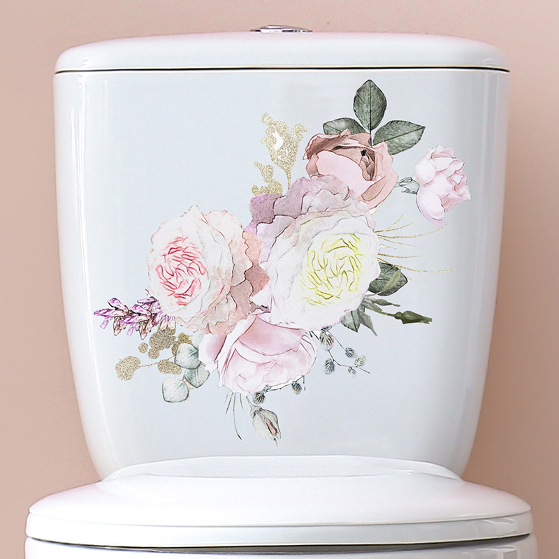 Pegatinas de pared de hojas de plantas verdes, decoración del hogar, calcomanías de flores para baño, WC, pegatina autoadhesiva para Mural extraíble: Verde claro