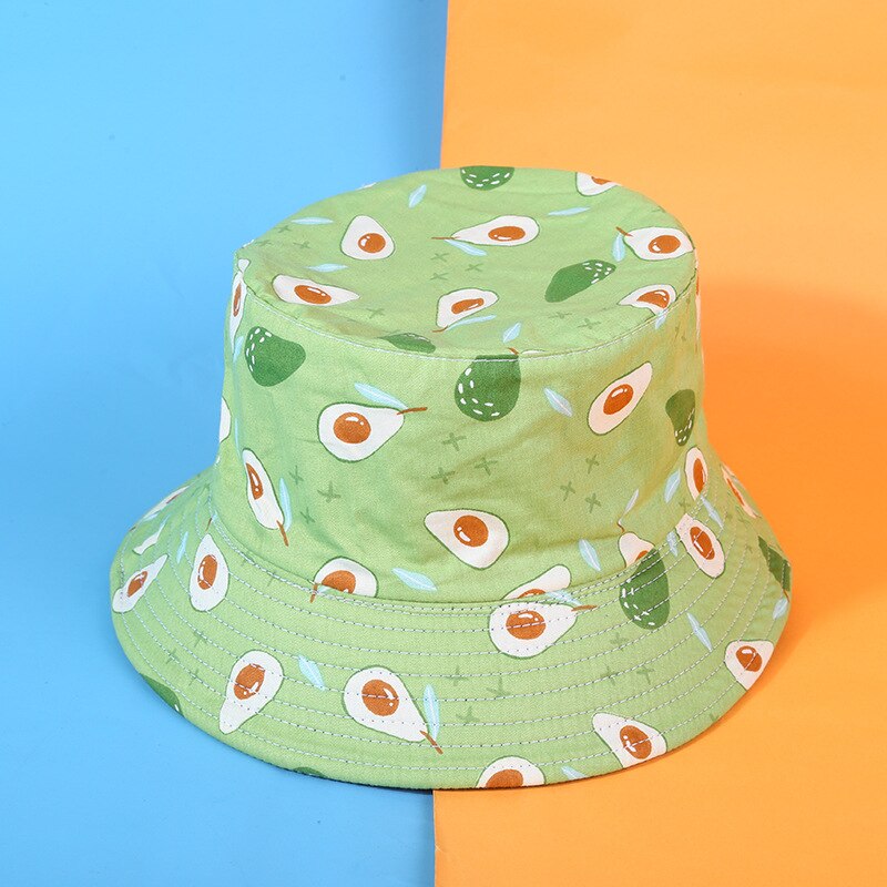 Avocado kapelusz typu Bucket kobiety męskie lato Panama kapelusz Hip-Hop czapki dwustronny nadruk z owocami banan arbuz plaża kapelusz rybaka: 05