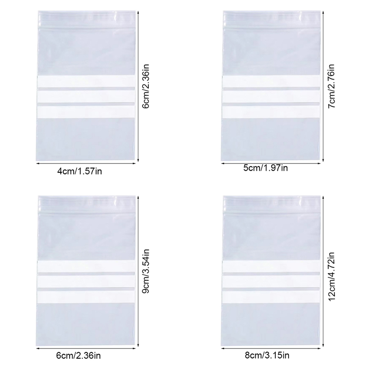 Ziplock Plastic Zakjes - 100 Stuks - Zelfsluitend - Beschrijfbaar - Opbergzakjes