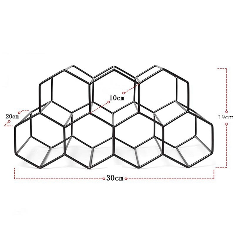 Hexagon 9 Bottle Wine Holder Display Modern Metal Honeycomb Wine Rack Wine Bottle Storage Beehive Tabletop Wine Rack