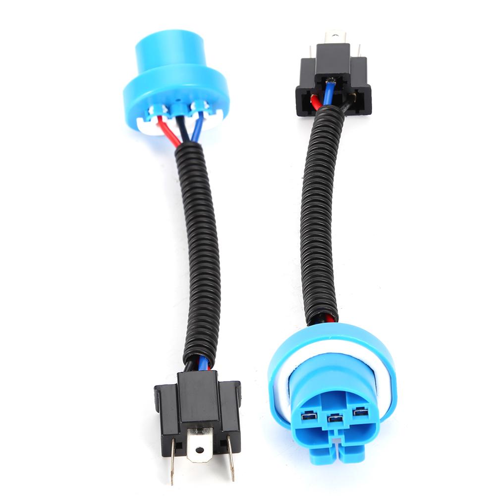 Kontakt 2 stk 9007 hann til  h4 hunnplugg hovedlyskonverteringskabel ledningskontakt adapter usb-kontakt