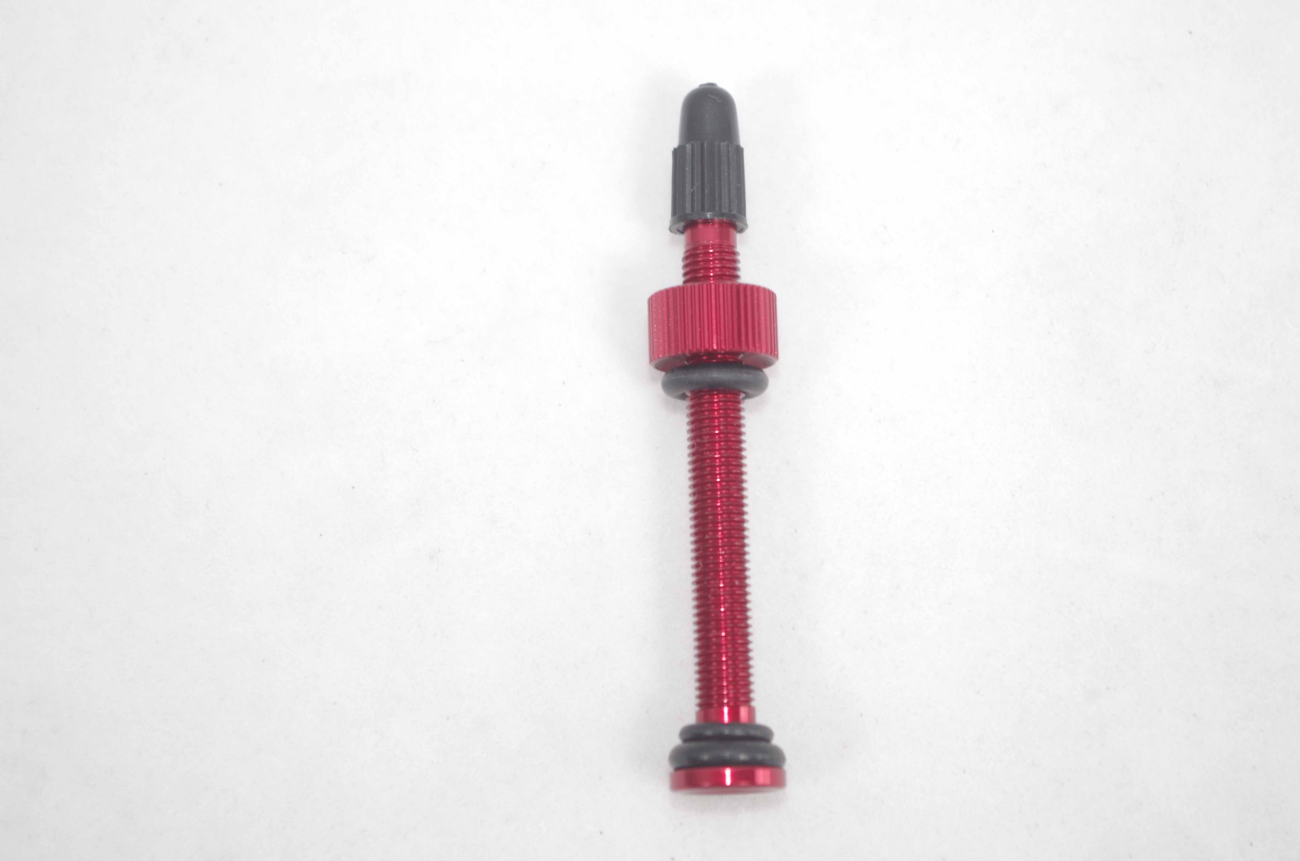 Deerobust-Válvula de aluminio Presta para bicicleta de carretera, sin tubos, rojo, verde, negro, morado, azul, dorado, naranja, 69mm de longitud + cinta: Rojo