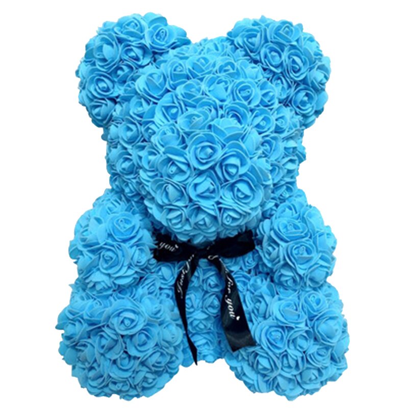 Diy 25 Cm Teddy Rose Beer Met Doos Kunstmatige Pe Bloem Beer Rose Valentijnsdag Voor Vriendin Vrouwen Vrouw moeder Dag: Blue