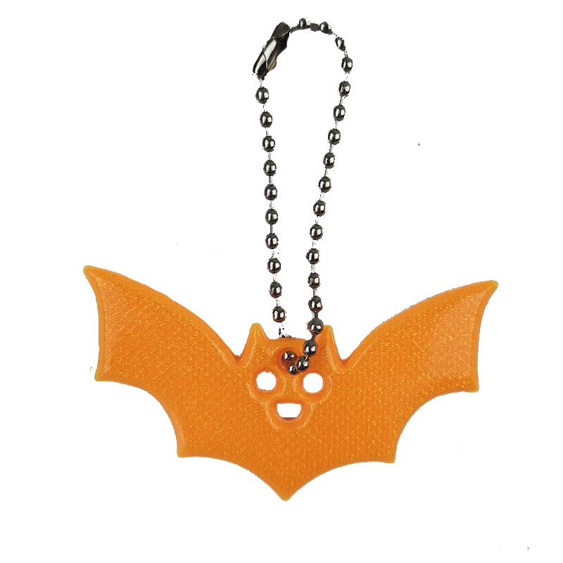 10Pcs Halloween bat Small Sequin Glitter Keychains Reflective bag Pendant Night Riding Walking Bike Reflector key ring: 10Pcs Orange