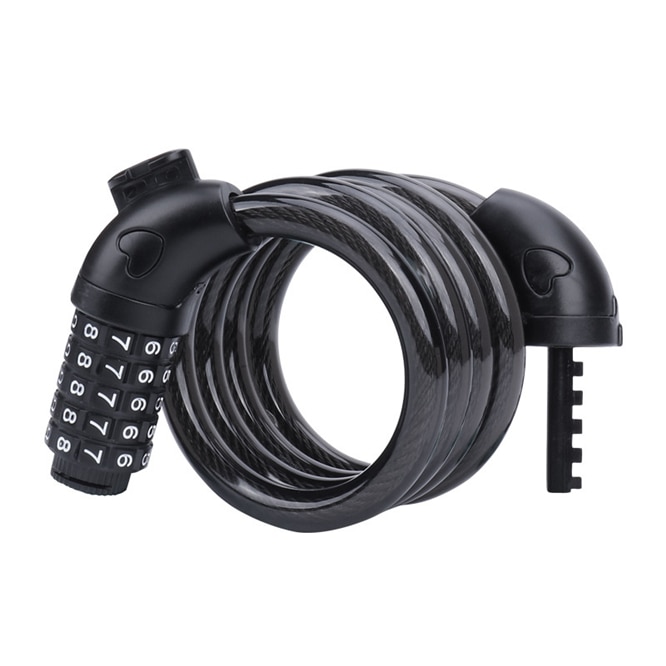 Bike Lock 5 Digit Code Combination Bicycle Security Lock 1200 mm x 12 mm Steel Cable Spiral Bike Cycling Bicycle Lock